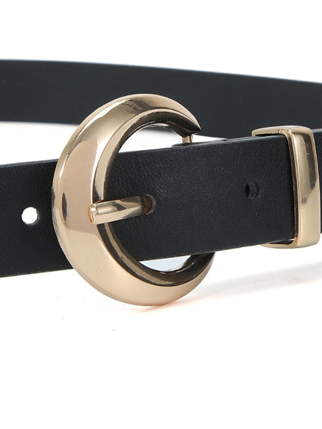 Unisex PU Buckle Belt PU Leather Metal Bucke Plain Casual Classic Party Daily White Black Pink Red for Women
