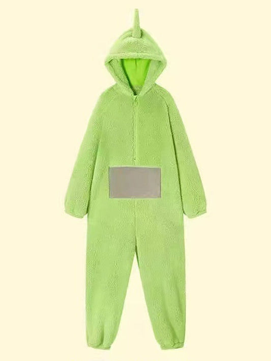Adults' Kigurumi Pajamas Nightwear Alien Teletubbies Character Onesie Pajamas Flannel Cosplay For Men and Women Christmas Animal Sleepwear Cartoon Festival / Holiday Costumes