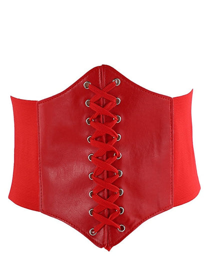 Wide Belt Corset Belt PU Leather Buckle Free Geometric Formal Party Daily White Black Red Coffee for Women