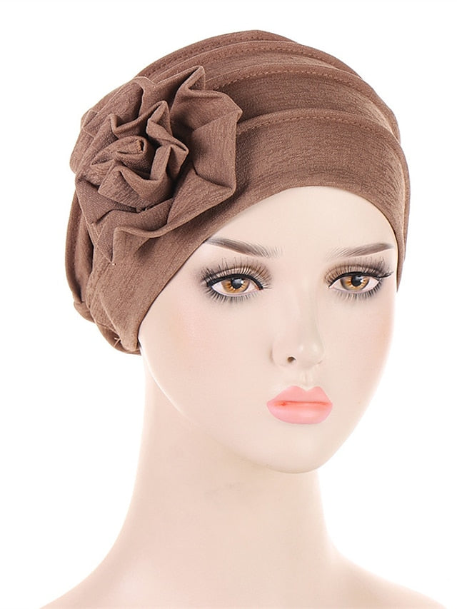 Hats Spring Summer Flower Beanie Hat Muslim Stretch Turban Hat Hair Care Headwear Hijib Cap for Women