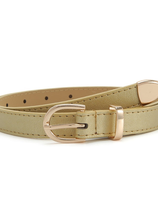 Unisex PU Buckle Belt PU Leather Metal Bucke D-ring Casual Classic Party Daily Violet White Black Silver for Women