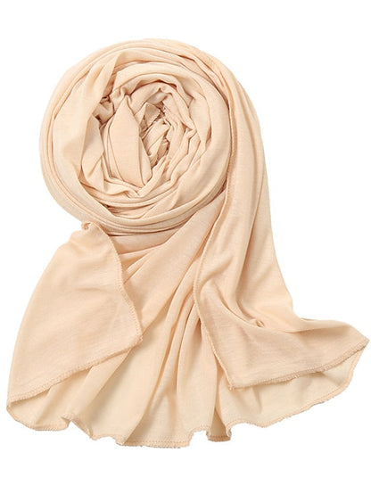 1 PC Solid Colors Plain Jersey Hijab Women Daily Simple Scarf Polyester Wrap Soft Shawls Foulard Long Muslim Headband for Women