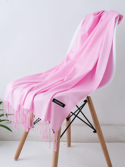 1pcs Solid Color Hijabs Imitation Cashmere Scarf Women All Season Long Shawls And Wraps Hijab Scarves Tassels Thin Headband for Women