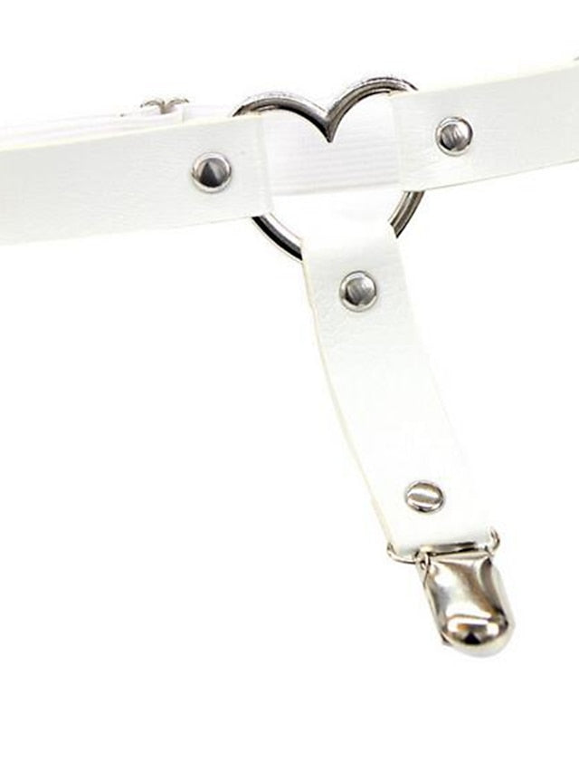 Leg Chain Punk Stylish Body Jewelry For Party Evening Daily Classic PU Leather Heart Black White Red 1pcs for Women