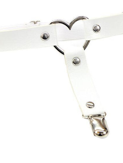 Leg Chain Punk Stylish Body Jewelry For Party Evening Daily Classic PU Leather Heart Black White Red 1pcs for Women