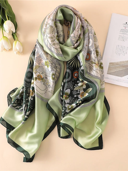 Women Spring Summer Boho Scarf Print Lady Beach Sunscreen Long Shawl Scarves Fashion Smooth Female Hijab for Women