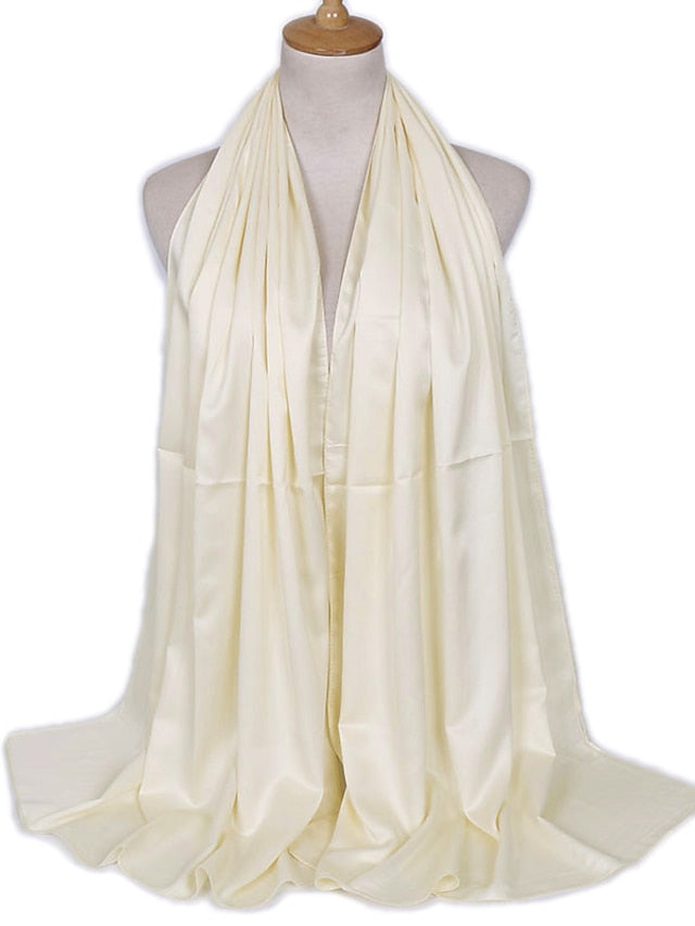 1pcs Women Silk Headscarf Hijab Scarf Long Muslim Shawl Turban Bandana Satin Scarves Head Wraps for Women