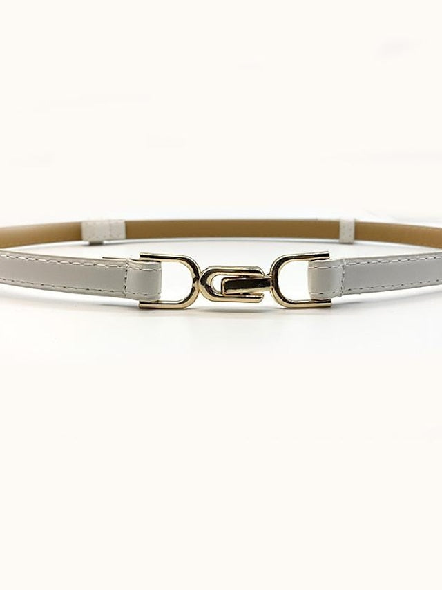 belt female pair buckle adjustable thin belt decoration simple waist mirror belt female pu imitation leather free punch girdle for Women