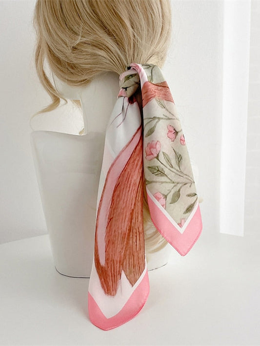 55*55CM Fashion Silk Satin Square Scarf Women Animal Print Small Neckerchief Hair Bandana Female Head Scarves Bags Decoration for Women