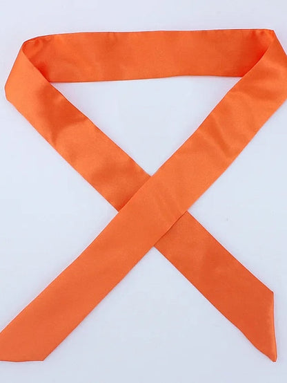 100*4cm Long Skinny Scarf for Lady Neck Tie Solid Silk Hairband Female Ribbon Belt Scarves Headband Bag Decoration for Women