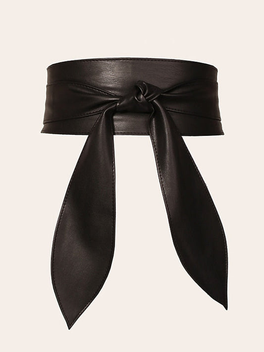 Corset Belt PU Leather Buckle Free Knot Decor Casual Classic Party Daily Black Coffee for Women