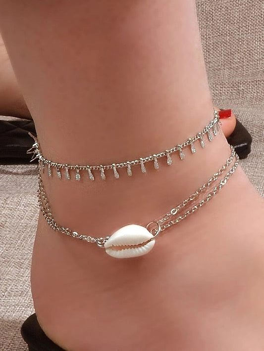 Ankle Bracelet Personalized Stylish Vintage Body Jewelry For Gift Daily Alloy Silver 2pcs for Women