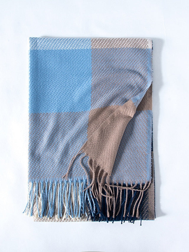 Shawls & Wraps Outdoor Dailywear Holiday Yellow Blue Orange Scarf Plaid for Women
