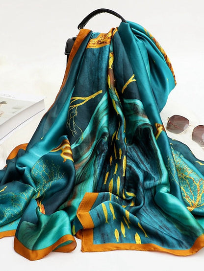 Women Silk Winter Scarf Fashion Print Lady Beach Shawl Scarves Hot Smooth Foulard Female Hijab