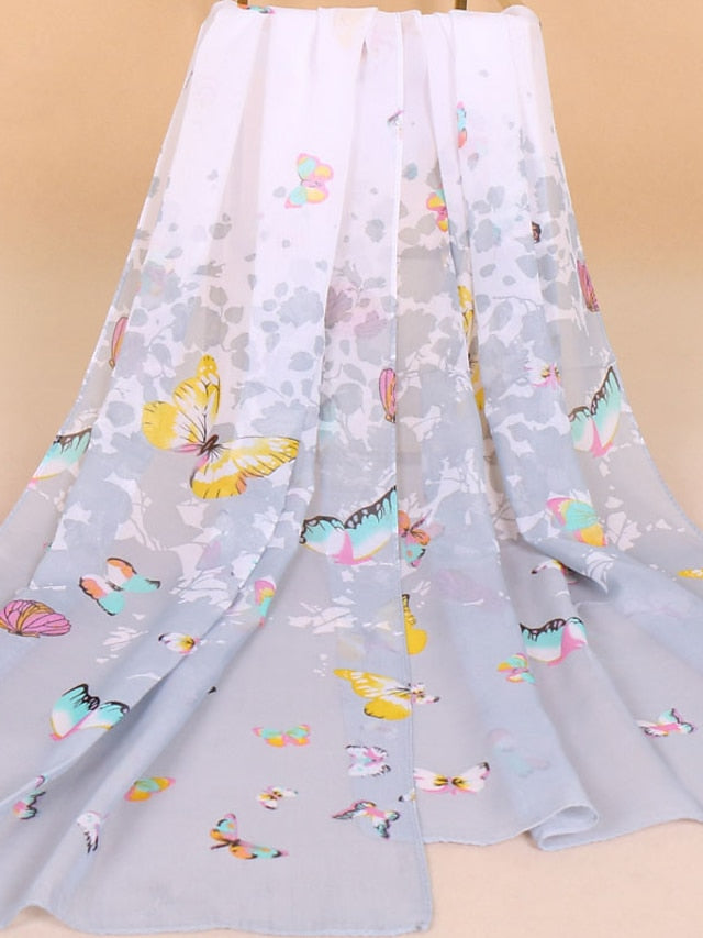 1PC Spring Summer Autumn Women Lady Butterfly Chiffon Neck Scarf Shawl Fashion Thin Style Elegant Scarver for Women