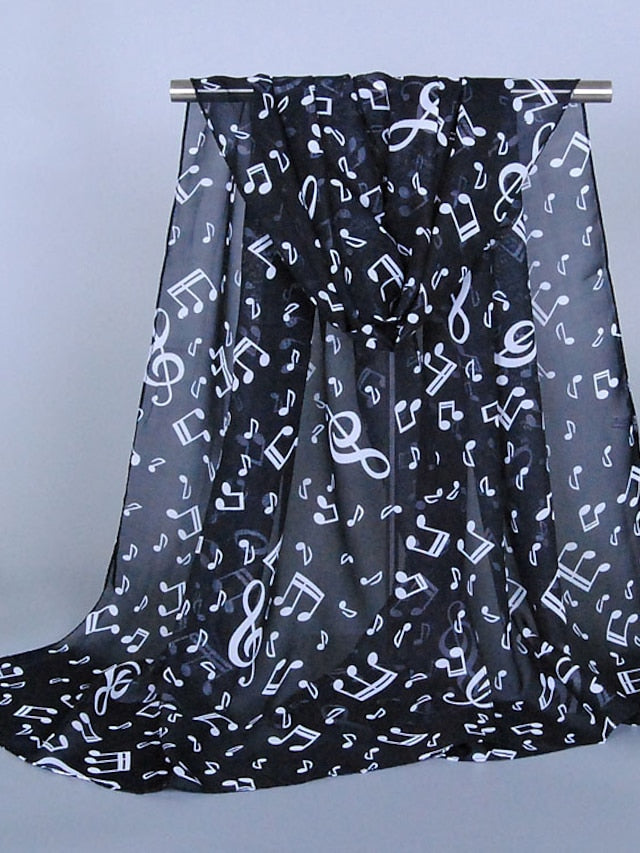 1PC Women Lady Musical Note Chiffon Neck Scarf Shawl Muffler Scarves High Quality Fabulous Elastic Beautiful Scarves for Women