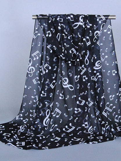 1PC Women Lady Musical Note Chiffon Neck Scarf Shawl Muffler Scarves High Quality Fabulous Elastic Beautiful Scarves for Women
