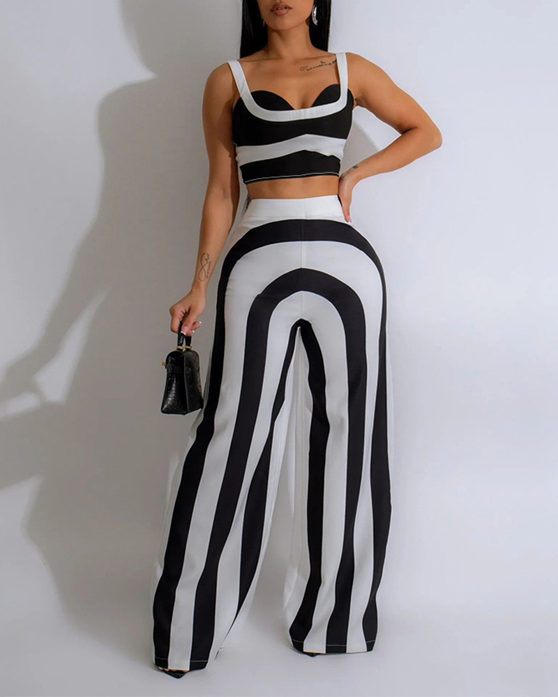 Striped Suspenders Casual Set