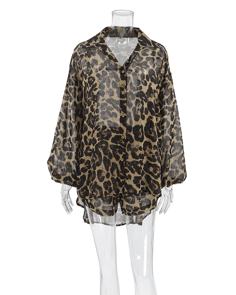 Printed Long-Sleeved Shorts Set For Loungewear