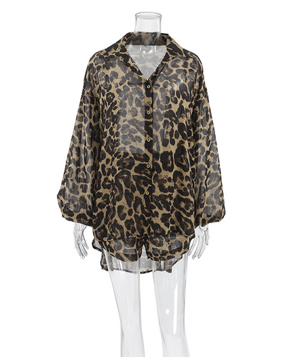 Printed Long-Sleeved Shorts Set For Loungewear