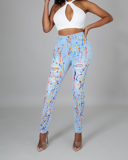 Colored Ripped Jeans