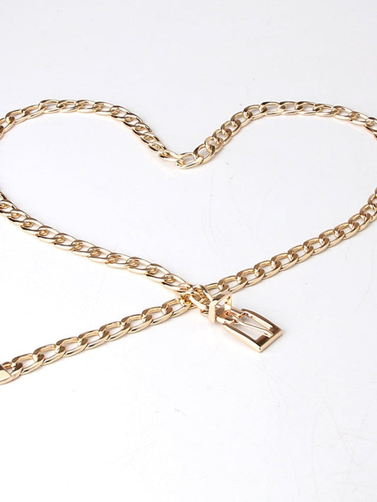 Unisex Chain Belt Metal Chain Prong Buckle Plain Casual Classic Party Daily Silver Gold for Women