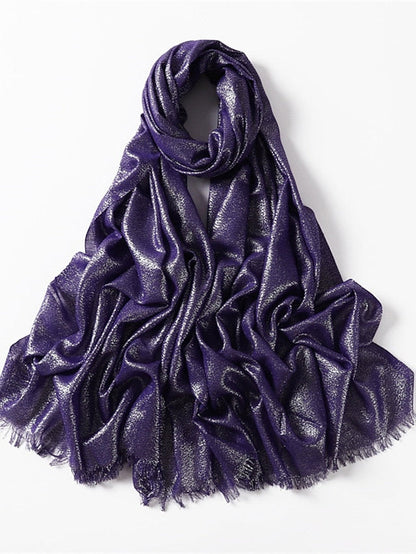 Shawls & Wraps Outdoor Dailywear Holiday Black Brown Purple Scarf Pure Color for Women