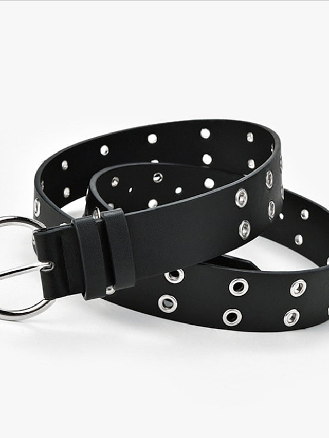 Unisex PU Buckle Belt PU Leather O-ring Buckle Eyelet Casual Classic Party Daily Black Brown Coffee for Women