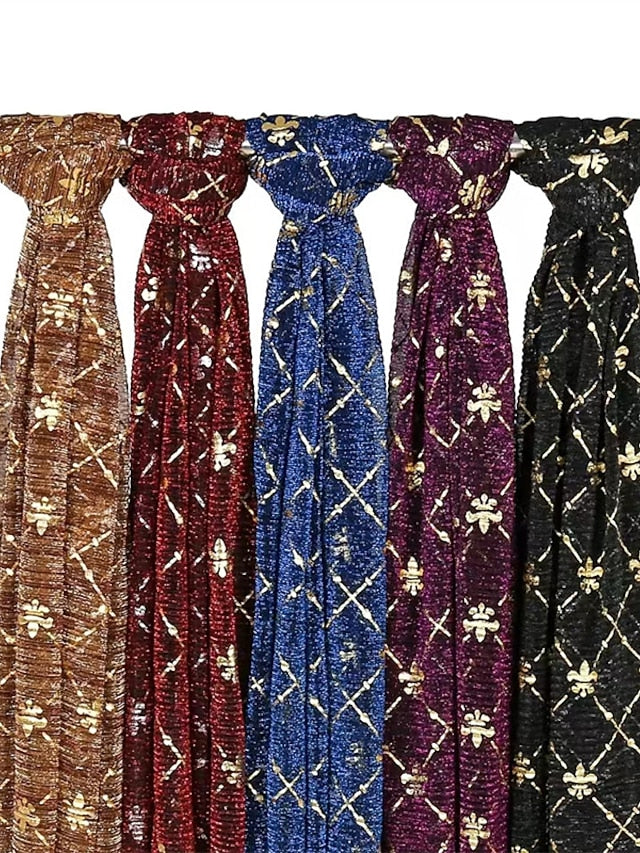 Long Style Plaid Scarf Women Shimmer Hijab Gold Shiny Shawl Glitter Headband Female Muslim Hijab for Women