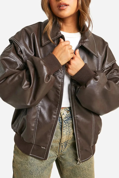 Savannah Brown Leather Jacket