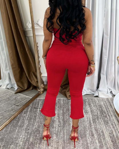 Backless Suspender Camisole Suit