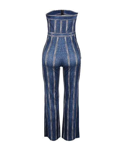 Printed Stretch Wide-Leg Jumpsuit