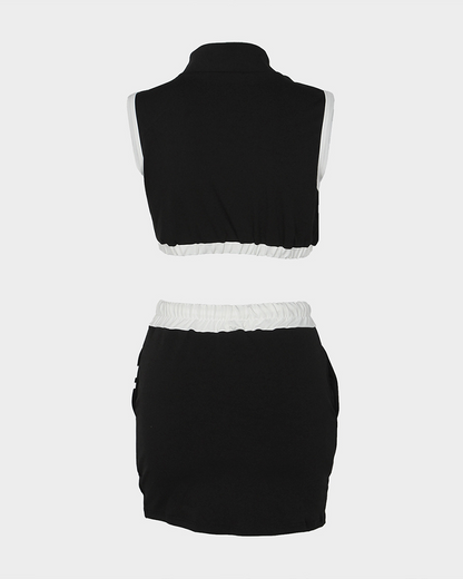 Sleeveless Vest Hip Skirt Set