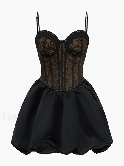 Lace Bandage See-Through Mini Dress