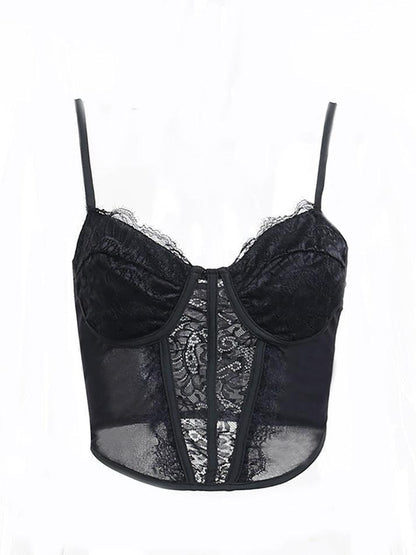 Lace Mesh Embroidery Corset Top