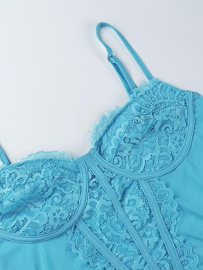 Lace Mesh Embroidery Corset Top