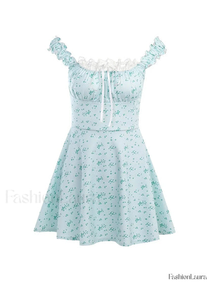 Lace Paneled Floral Mini Dress
