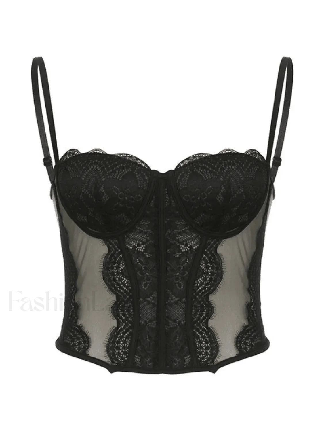 Lace Paneled Mesh Corset Top