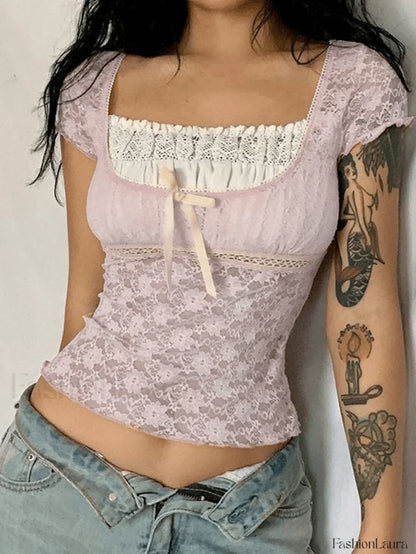 Lace Patchwork Crop Blouse