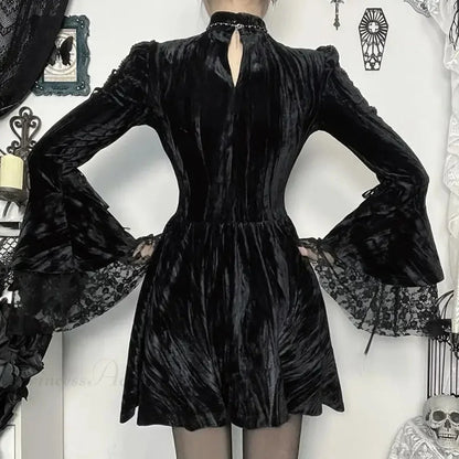 Lace Patchwork Flare Mini Dress