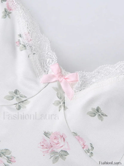 Lace Trim Floral Mini Dress