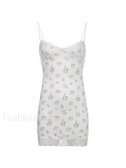 Lace Trim Floral Mini Dress