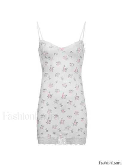 Lace Trim Floral Mini Dress