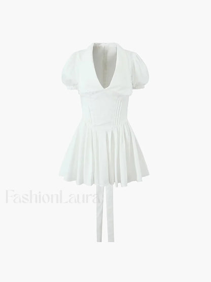Lace Up Doll Trendy Collar Short Dress