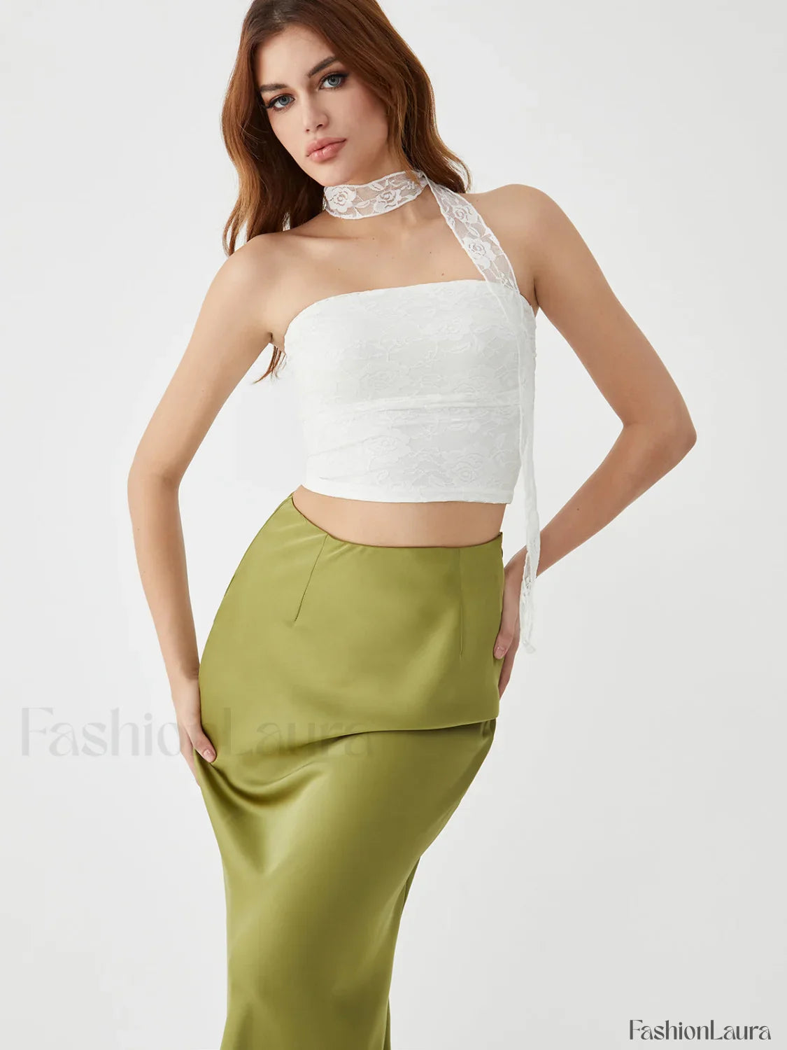 Lace Up Graceful Sheer Tube Top