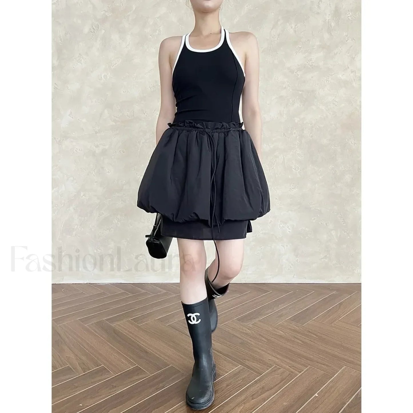 Lace Up Minimalist Casual Skirt