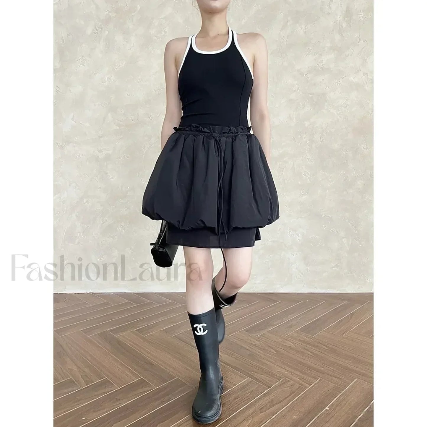 Lace Up Minimalist Casual Skirt