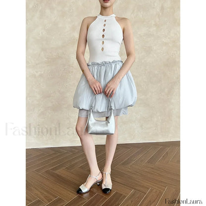 Lace Up Minimalist Casual Skirt