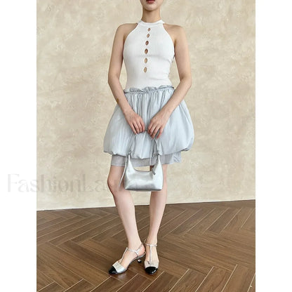 Lace Up Minimalist Casual Skirt