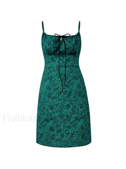 Lace Up Paisley Print Mini Dress